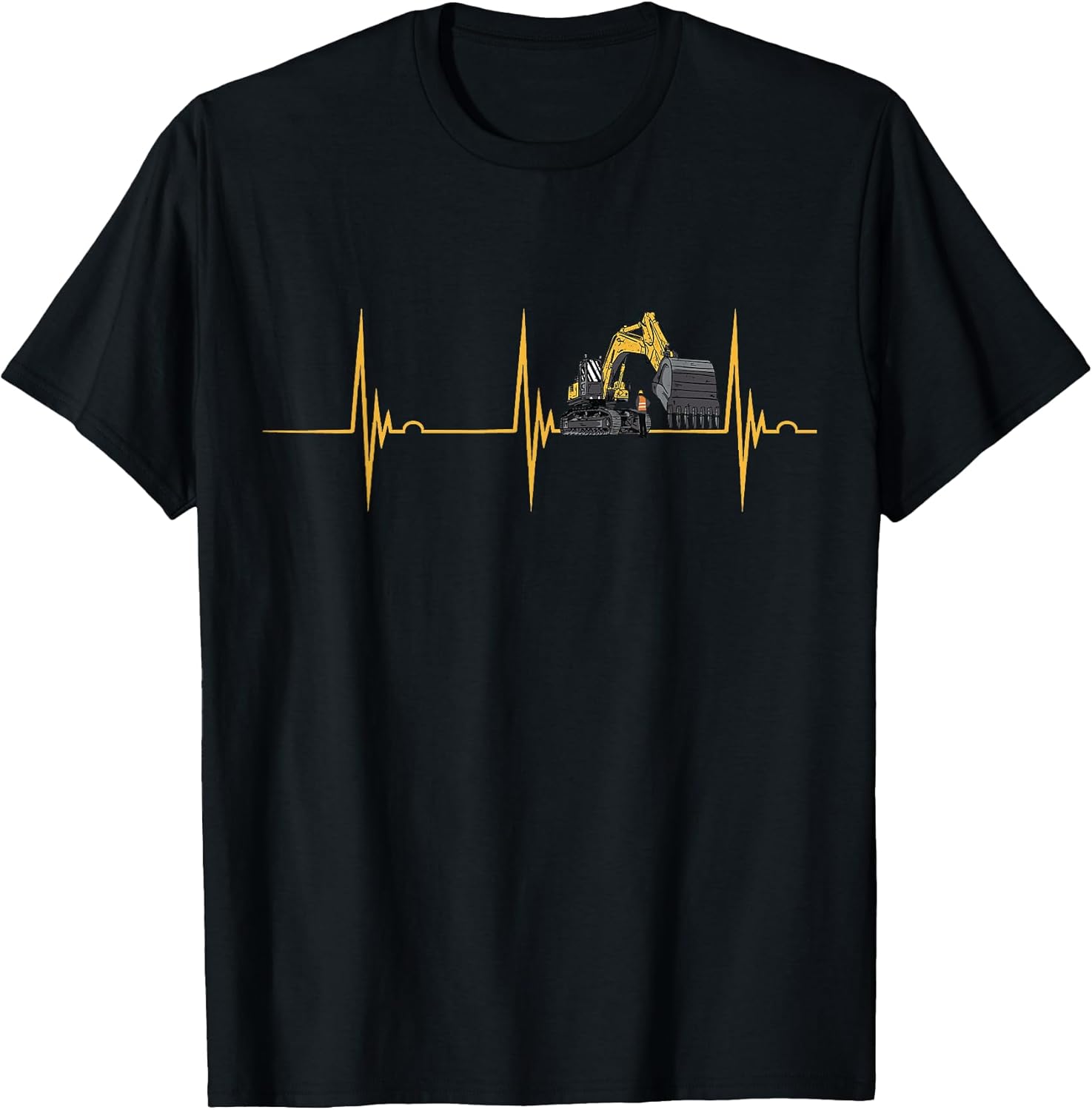 Excavator Heartbeat EKG Pulse Construction Vehicle Backhoe T-Shirt