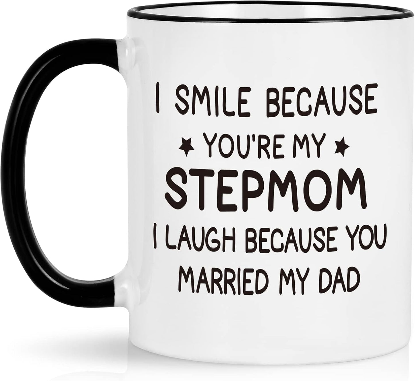 Maustic Stepmom Gifts, I Smile Because You are My Stepmom Funny Coffee Mug, Mothers Day Birthday Gifts for Stepmom from Bonus Daughter Bonus Son, Step Mom Coffee Mug 11 Oz White