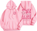 Cute Pink Flower Hoodie for Woman Preppy Sweatshirts Trendy Puff Print Letter Graphic Hoodies Casual Pullover Tops