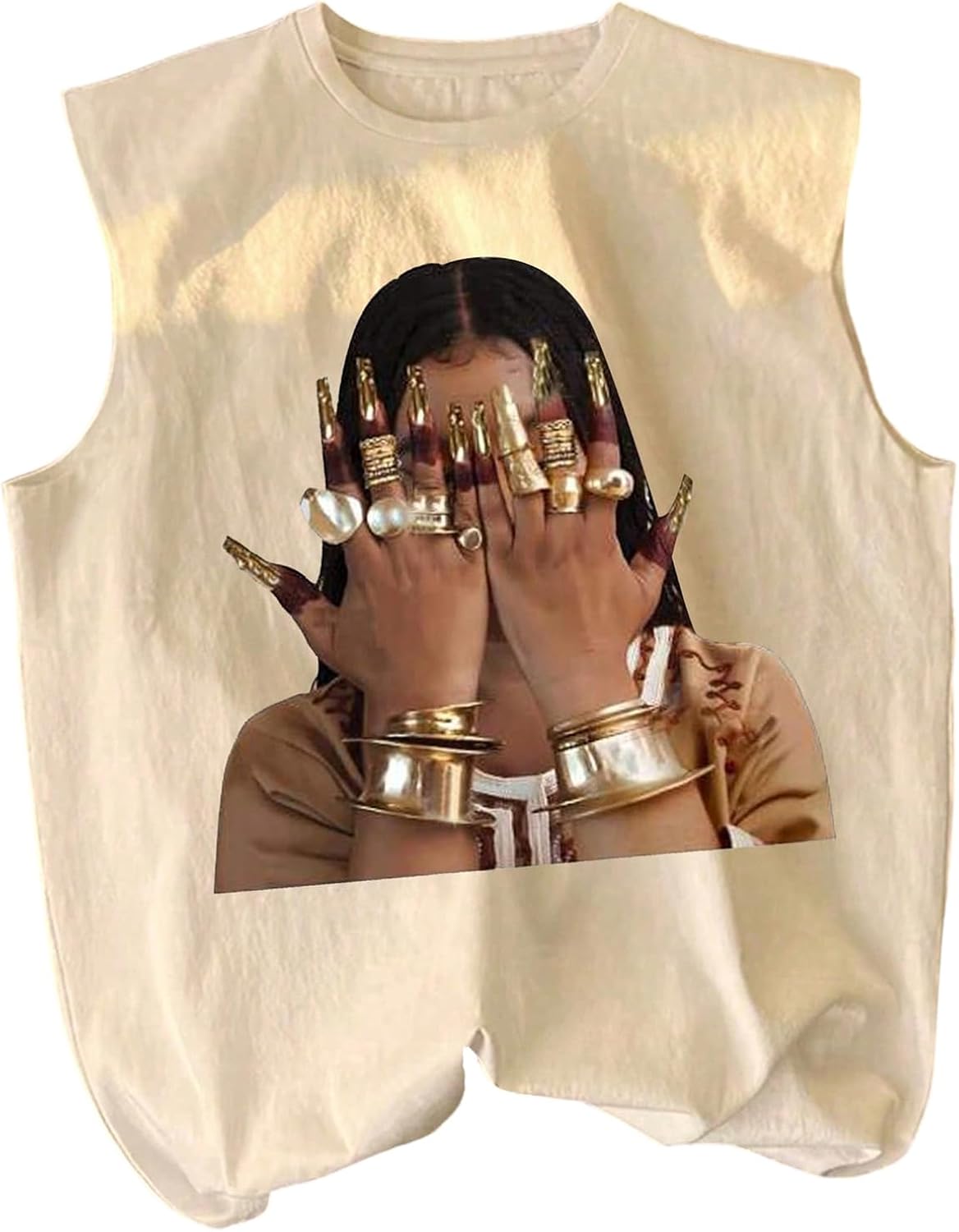 Retro Graphic Tank Top for Men Crew Neck Summer Sleeveless Tops Hippop Streetwear