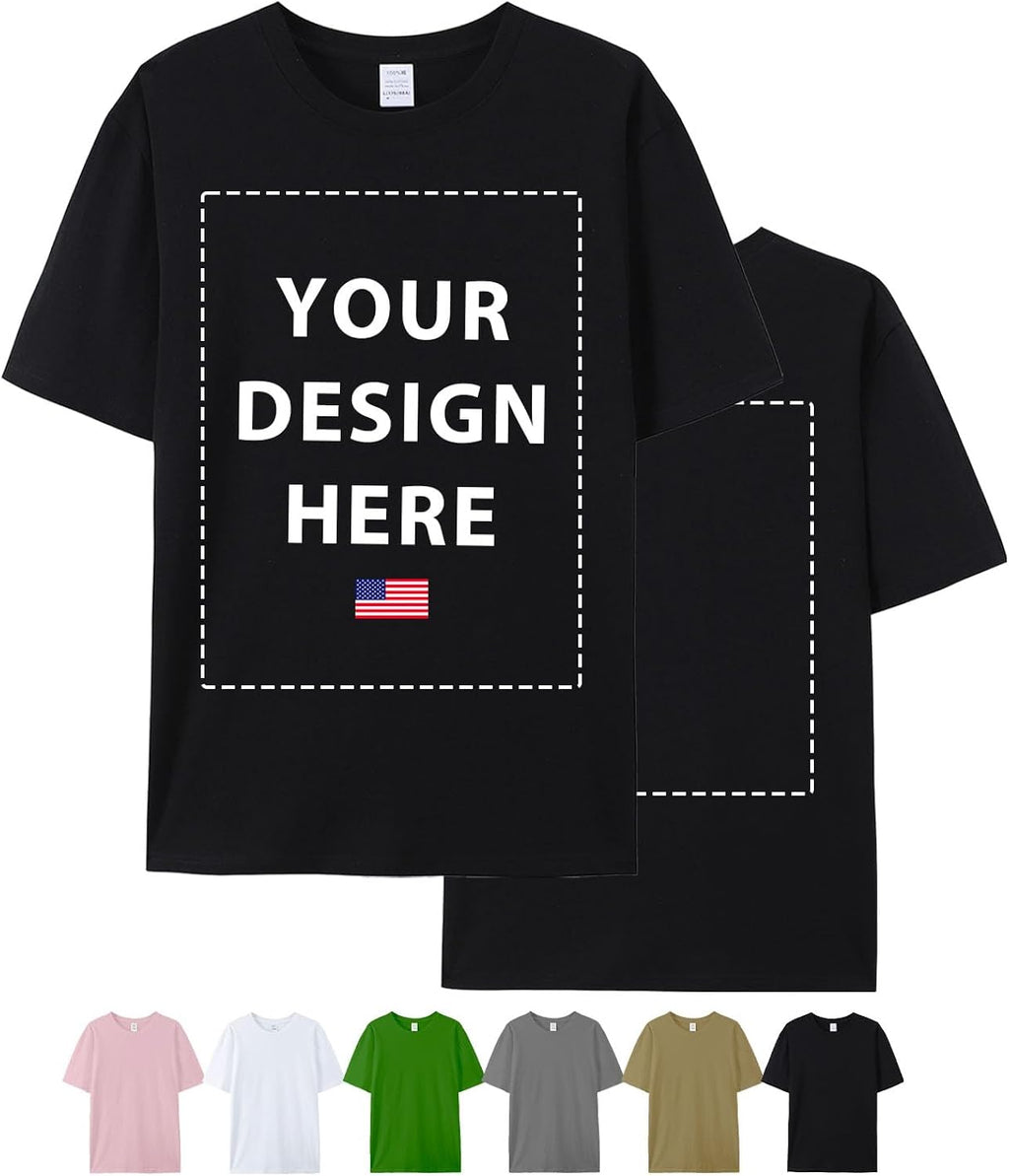 Custom T Shirts for Men Women, Personalized Shirts with Front & Back Print, Design Your Custom T-Shirt with Photo