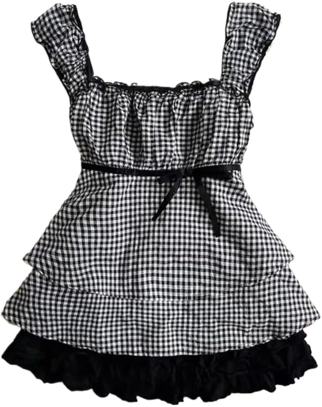 Baby Crop Tees Women Y2K Plaid Dot Graphic Shirts Coquette Lace Ruffle Babydoll Tshirt Fairy Grunge Aesthetic Clothes