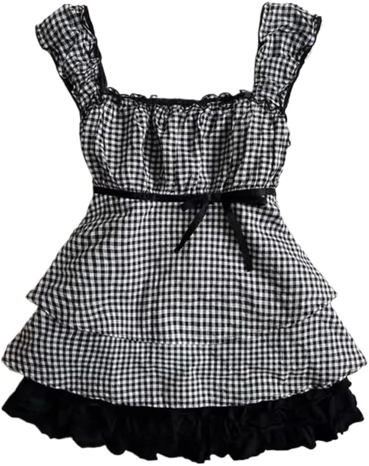 Baby Crop Tees Women Y2K Plaid Dot Graphic Shirts Coquette Lace Ruffle Babydoll Tshirt Fairy Grunge Aesthetic Clothes