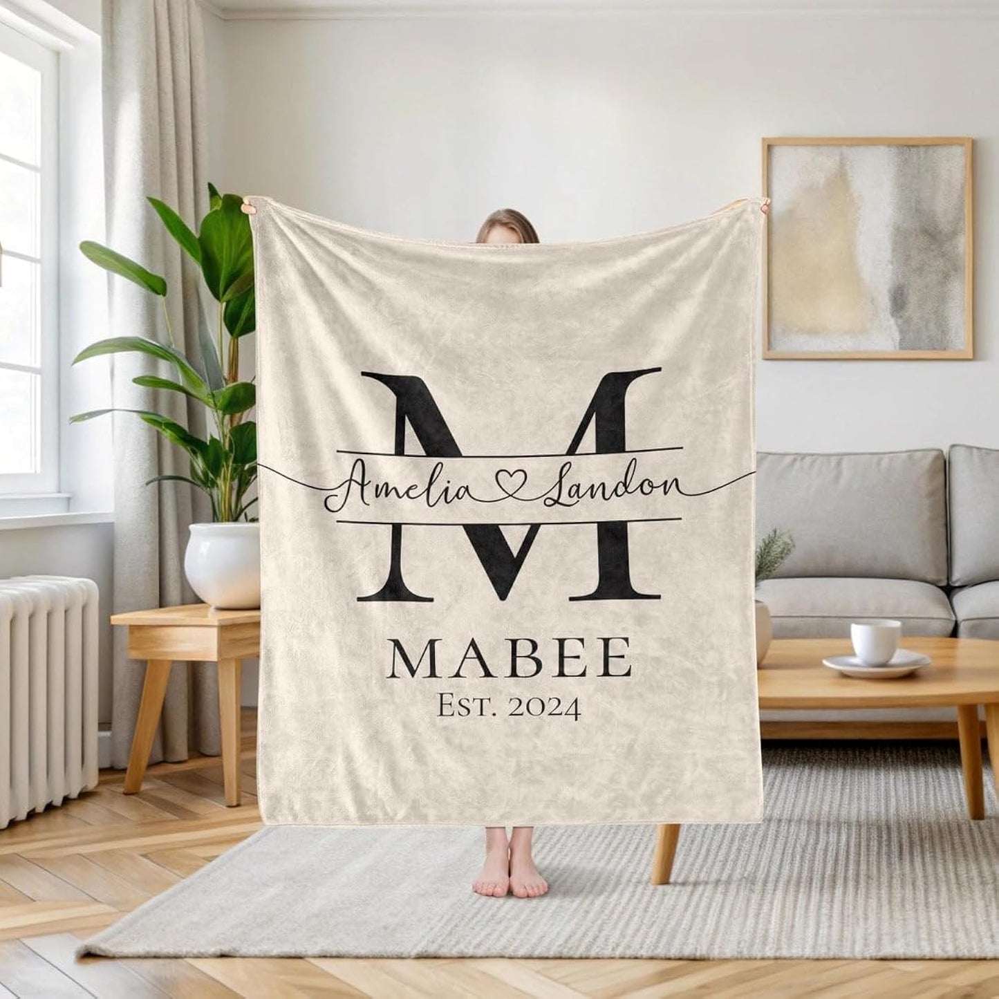 Personalized Monogram Name Blanket, Custom Last Name Throw for Couple, Wedding Gift for Bride and Groom, Cozy Anniversary Blanket, Engagement Present, Bridal Shower Keepsake
