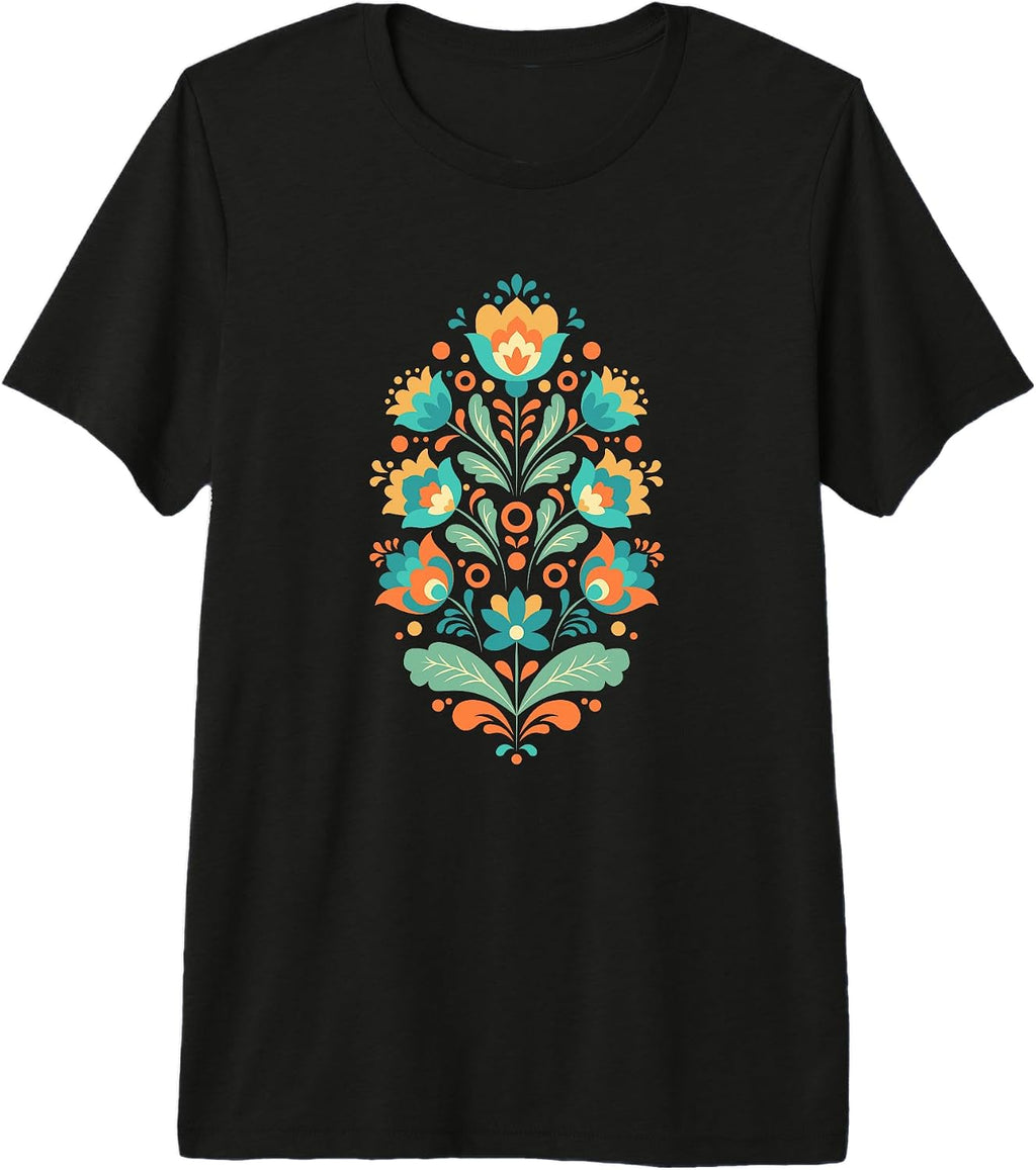 Nordic Folk Floral Heritage Tees