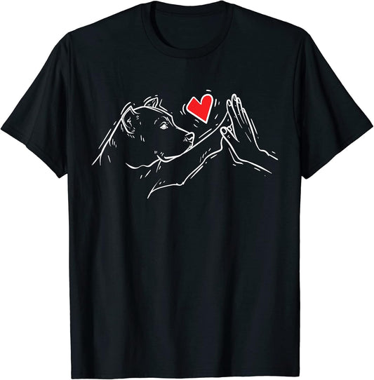 American Pitbull Terrier High Five Bully Mom Dad Dog Lover T-Shirt for Men Women Kids