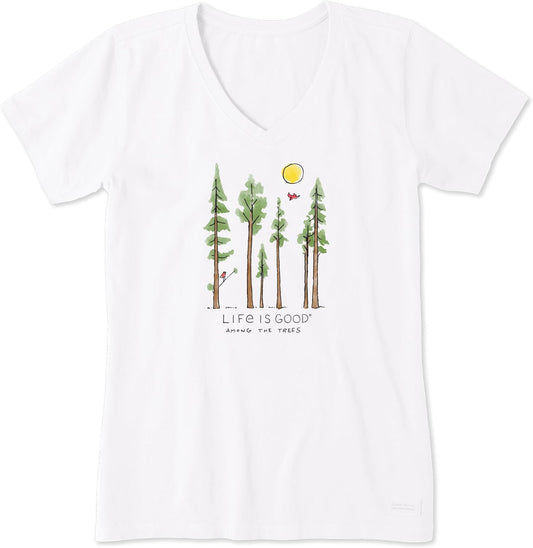 Women's Crusher Tee Shirt, Short Sleeve Cotton Graphic T-Shirts, Lig Among the Trees