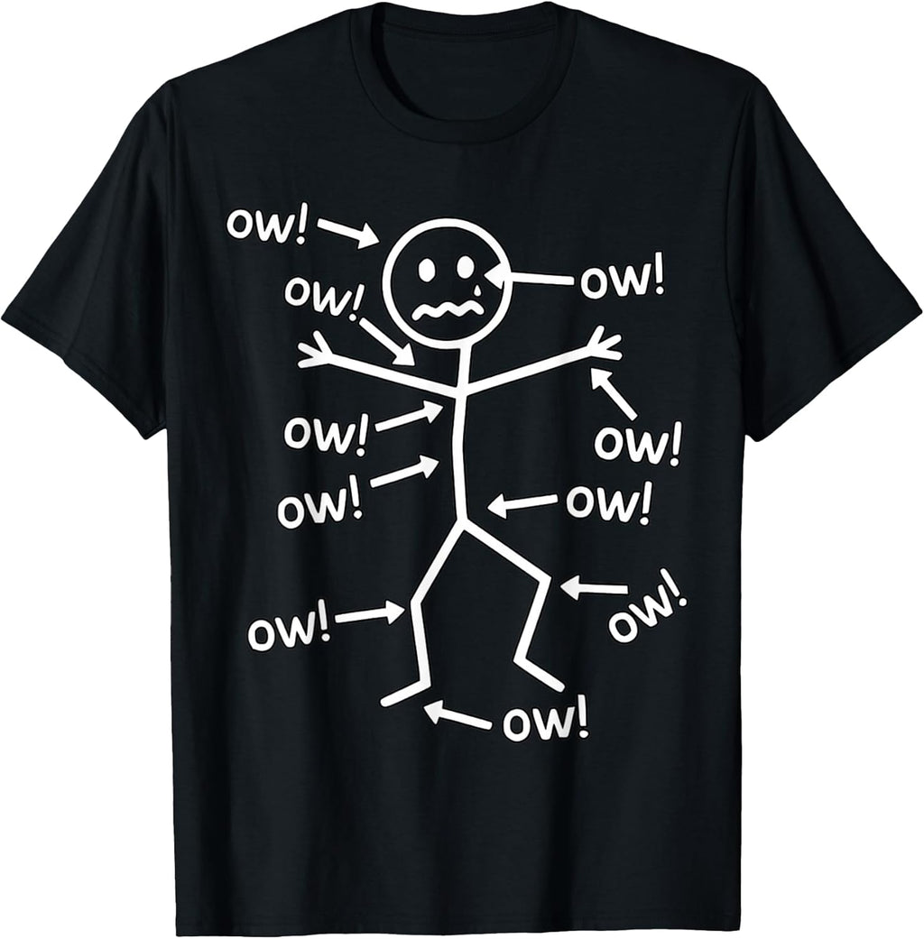 Funny Ow Ow Ow Ow Saying Body Pain Character Humor Sarcastic T-Shirt
