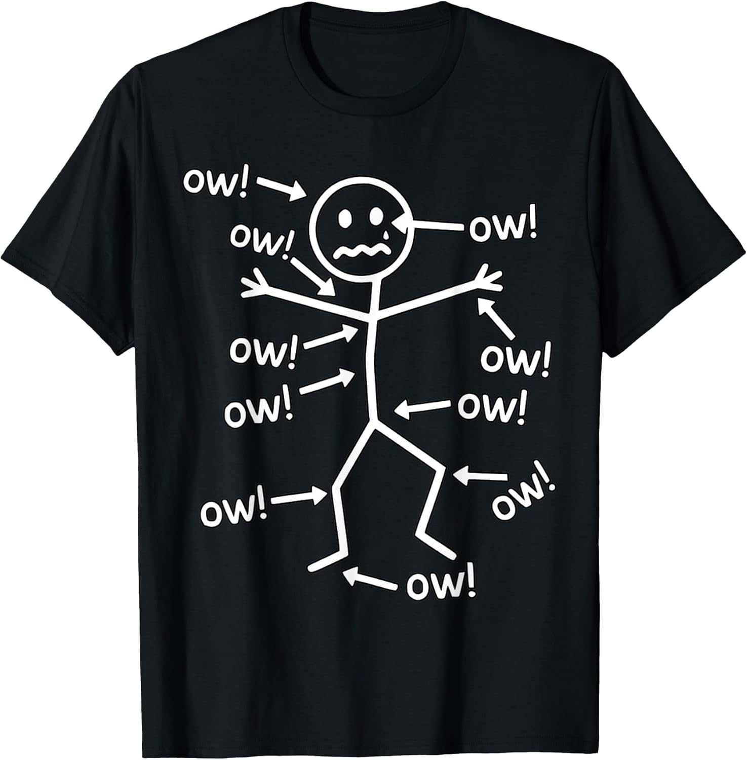 Funny Ow Ow Ow Ow Saying Body Pain Character Humor Sarcastic T-Shirt