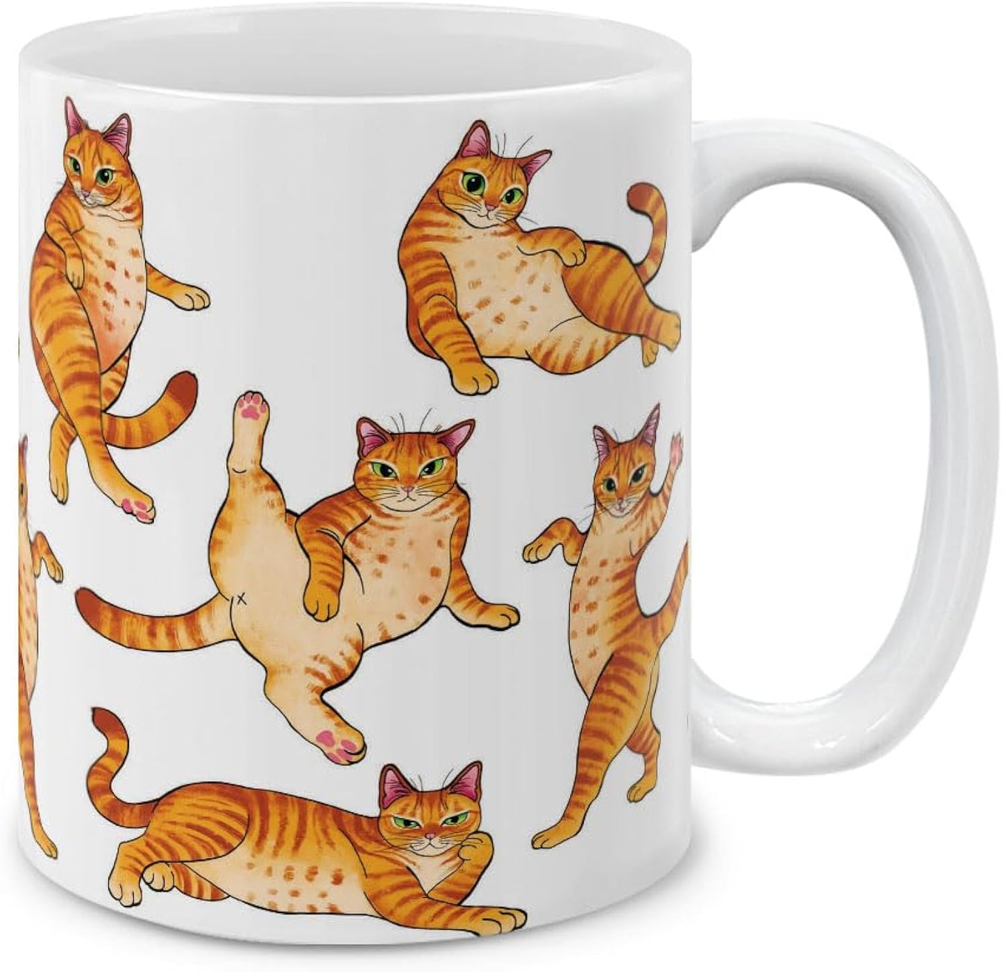 MUGBREW Orange Tabby Cat Funny Playful Postures Ceramic Coffee Mug Tea Cup, 11 OZ