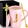 Personalized Ceramic Coffee Mug with Lid Tea Cup Women Her Sister Mom Girlfriend Aunt Best Friend Friendship Grandma Wife Daughter Law Lady Happy Birthday Gifts Cool Funny Meaningful Unique Cute,J
