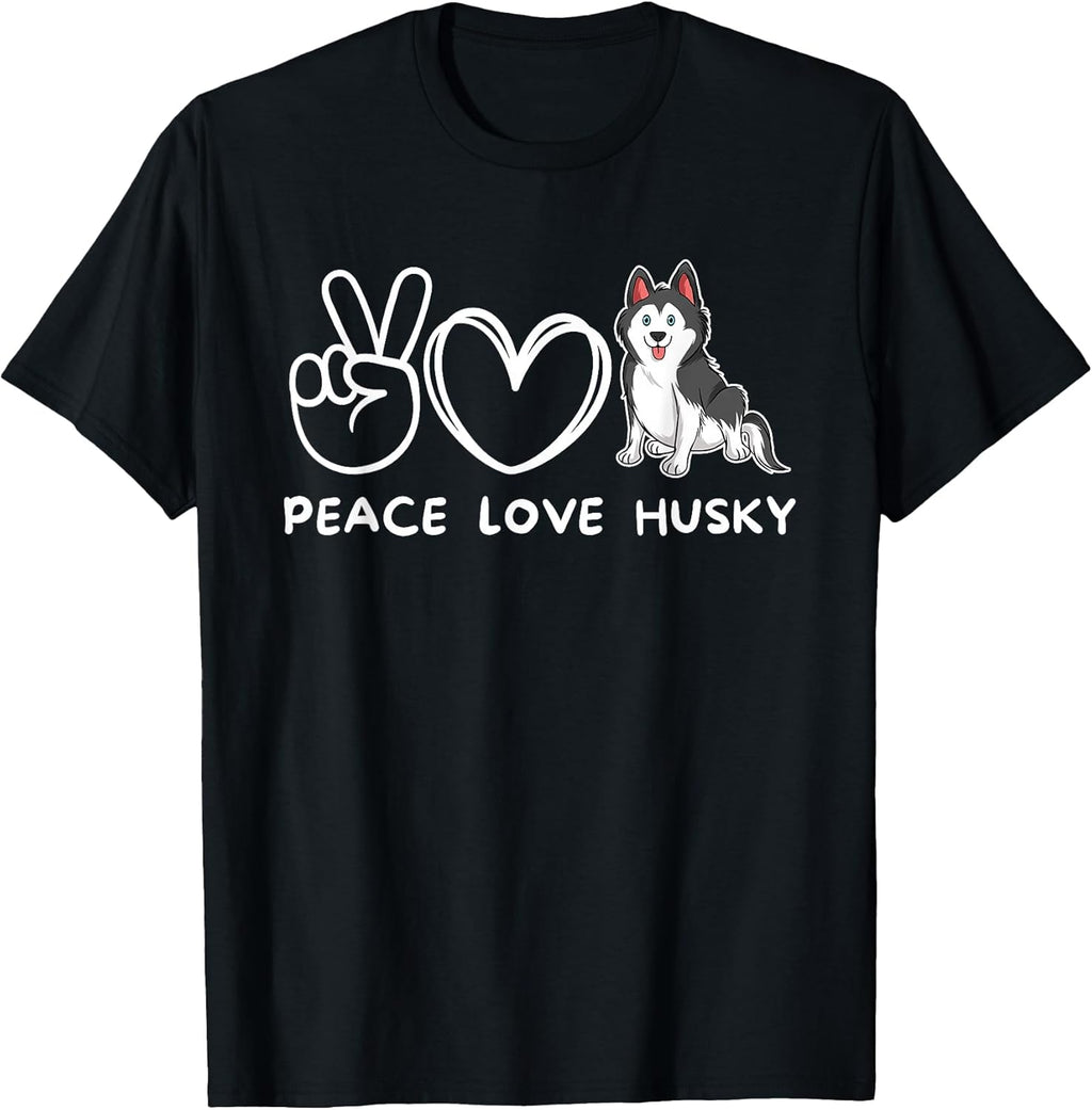 Peace, Love Husky Retro Husky Dog Lover T-Shirt