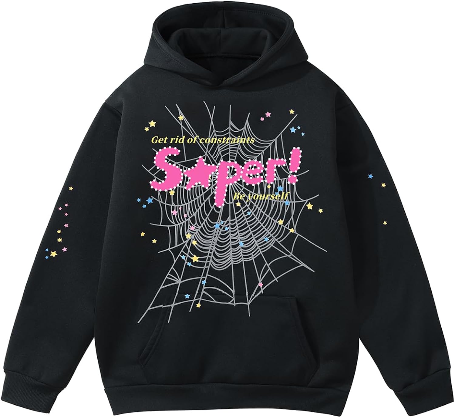Y2K Spider Hoodie Cobweb Pattern Print Unisex Sweatshirt Men Women Graphic Outwear