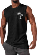 Mens Tank Tops Summer Beach Vacation Sleeveless Shirts Hawaiian Palm Tree Print Soft Tops