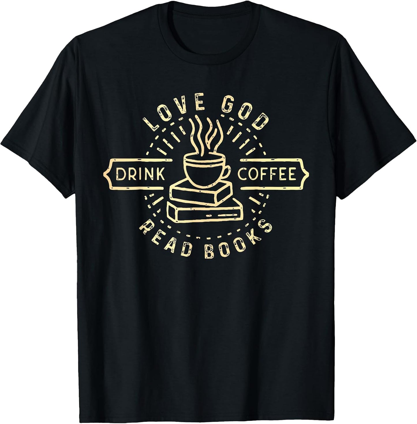 Retro Love God Drink Coffee Read Books