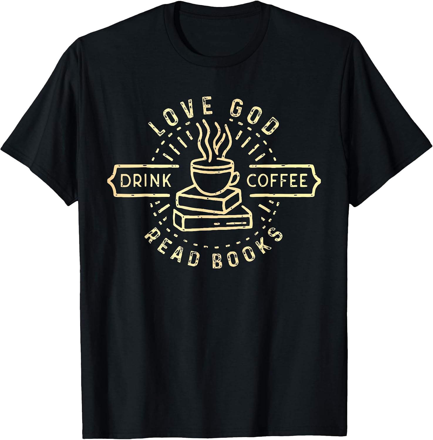 Retro Love God Drink Coffee Read Books