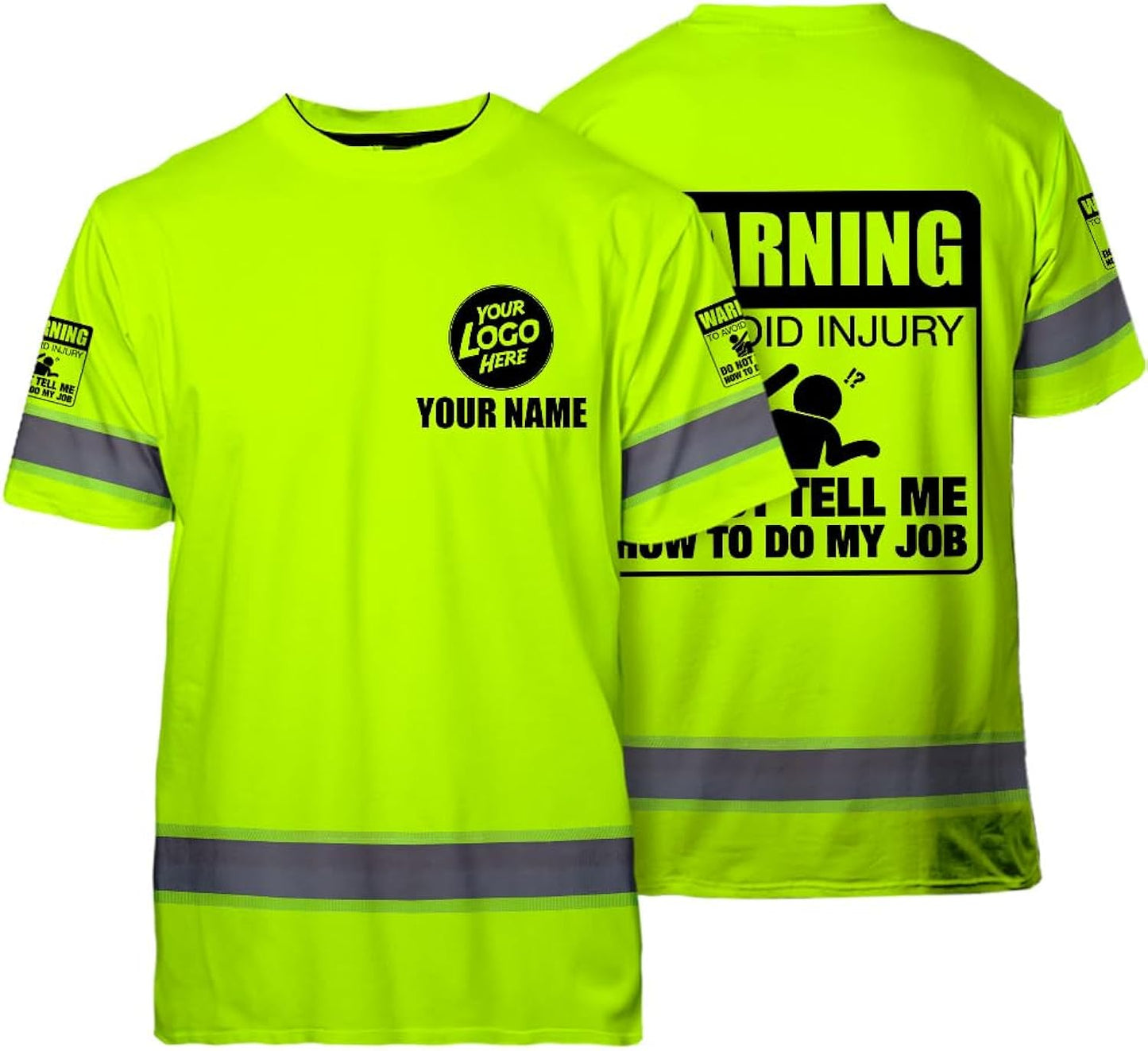 High-Visibility Reflective Construction Shirt, Funny Graphic Hi-Vis Short Sleeve Shirt for Contractors & Night Activities