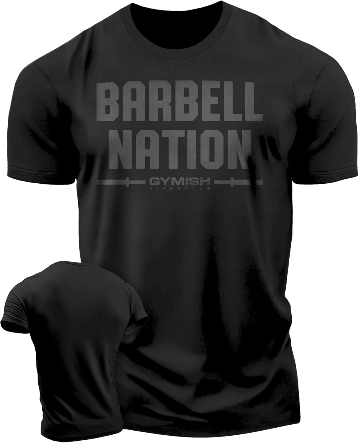 Barbell Nation Workout Shirt, Motivational Weightlifting Gym T-Shirt for Men