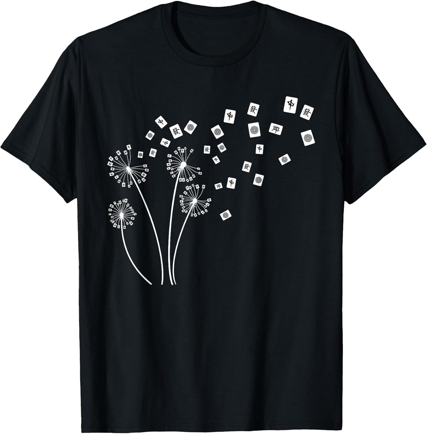 Mahjong Player Funny Cards Tiles Dandelion Chinese Tile Game T-Shirt