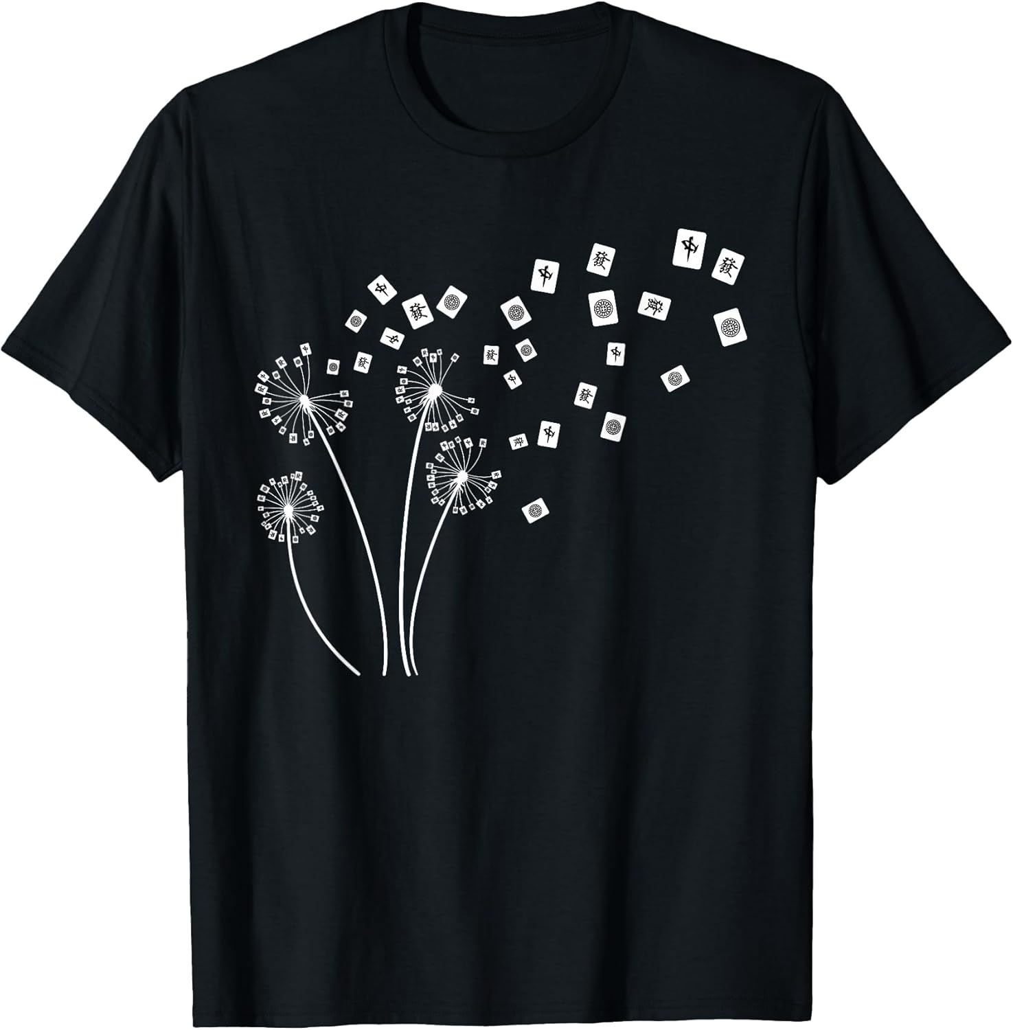 Mahjong Player Funny Cards Tiles Dandelion Chinese Tile Game T-Shirt