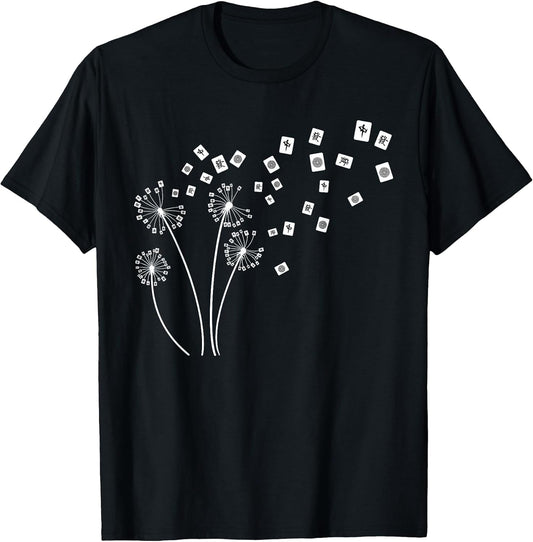Mahjong Player Funny Cards Tiles Dandelion Chinese Tile Game T-Shirt