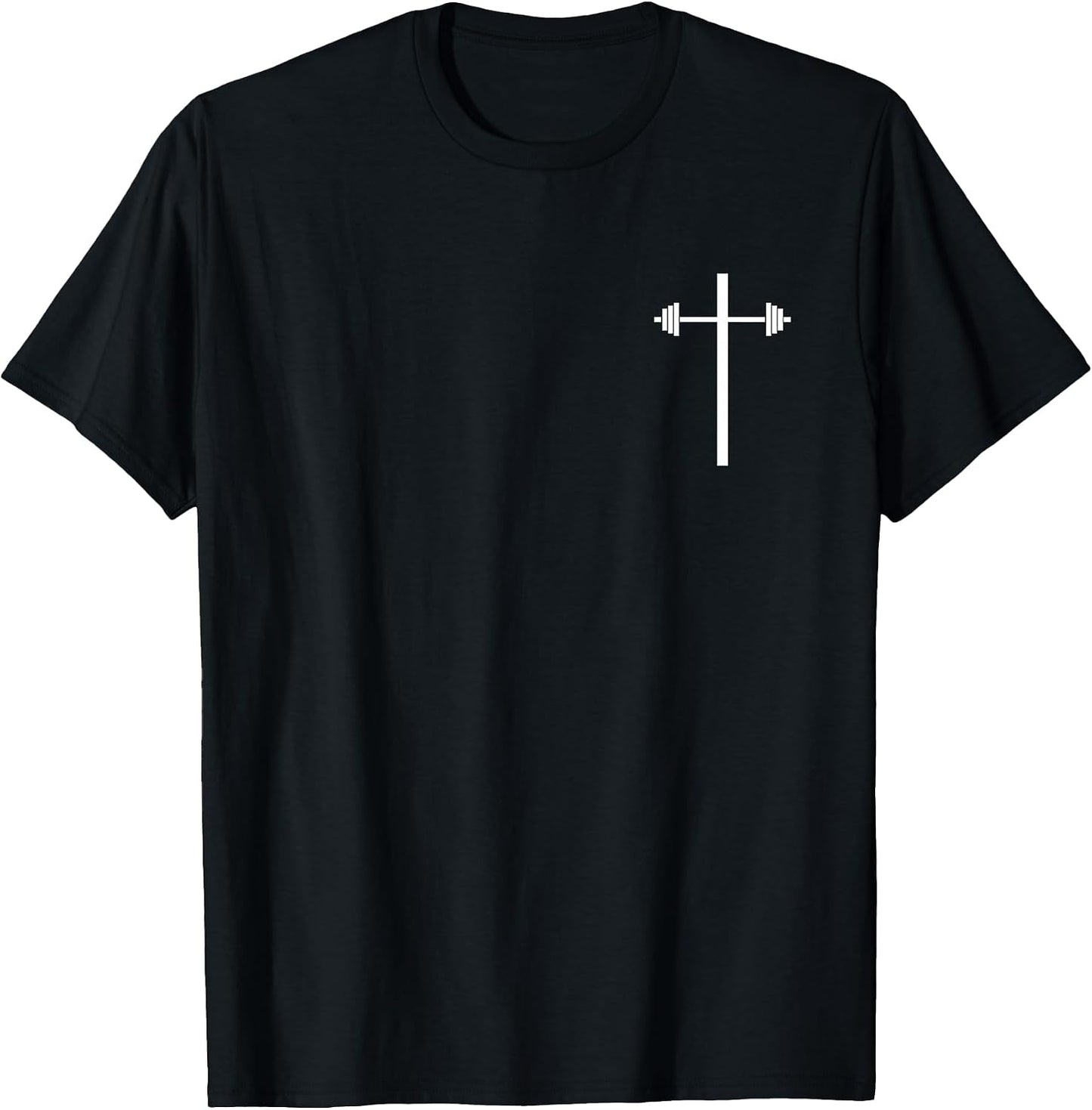 Dumbbell Barbell Cross Christian Gym Workout in Pocket T-Shirt
