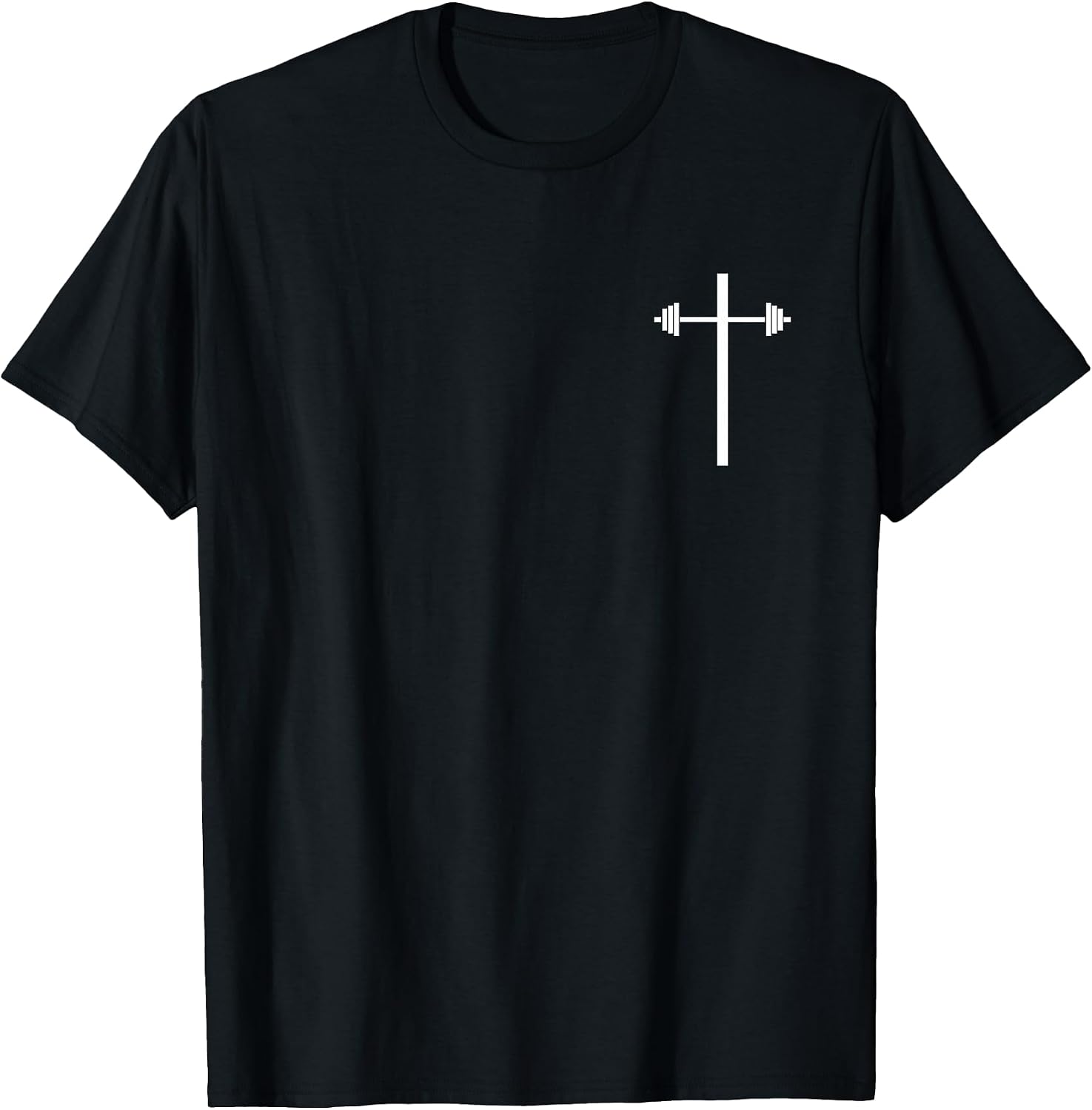 Dumbbell Barbell Cross Christian Gym Workout in Pocket T-Shirt