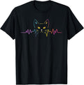 Heartbeat Cat Lover Cute Owner Animal Silhouette Art ECG T-Shirt