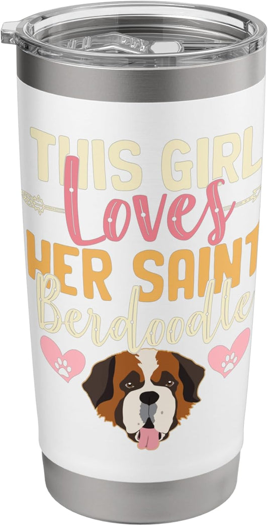 This Girl Loves Her Saint Berdoodle Shirt Funny Dog Lovers Stainless Steel Insulated Tumbler