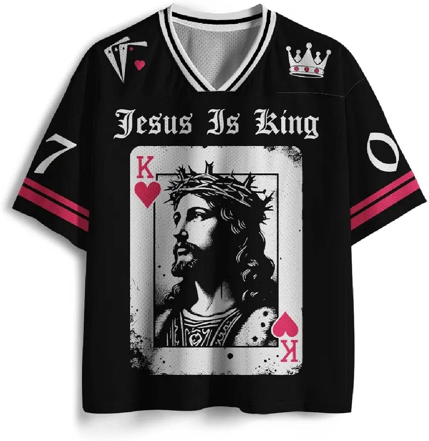 Christian Graphic Tees Oversized T-Shirt Novelty Women Men All-Over Print Mesh Jersey Jesus is King