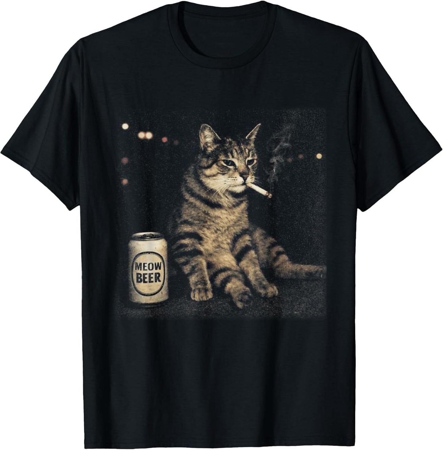 Retro Smoking Cat Funny Cats Meme Tee