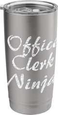 Office Clerk Tshirt Job Occupation Funny Work Title Stainless Steel Insulated Tumbler
