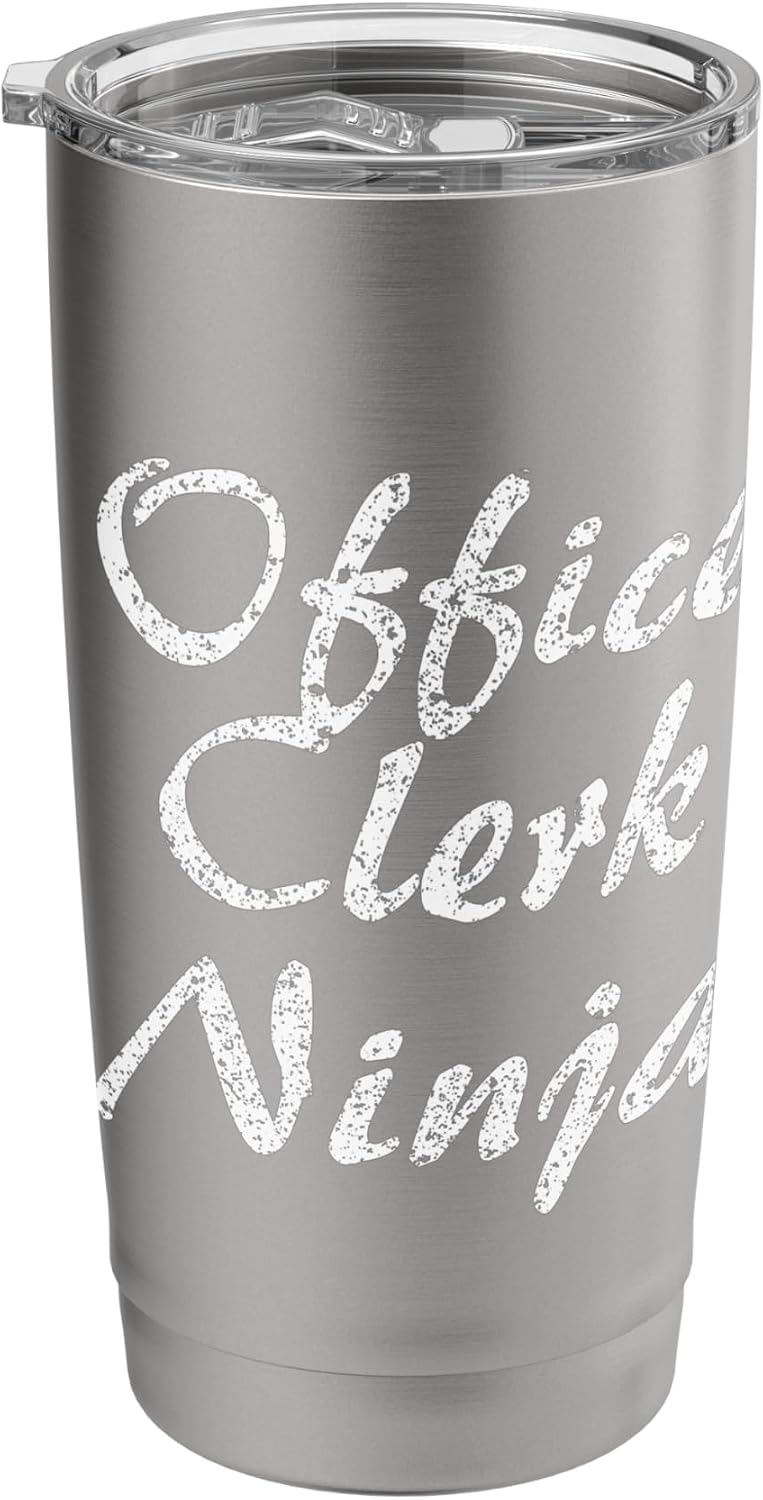 Office Clerk Tshirt Job Occupation Funny Work Title Stainless Steel Insulated Tumbler