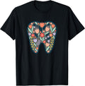 Floral Tooth Illustration Dentist Office Wall Art Nature Blo T-Shirt
