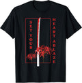 Katana Set Your Heart Ablaze Japanese Anime Aesthetic Flower T-Shirt