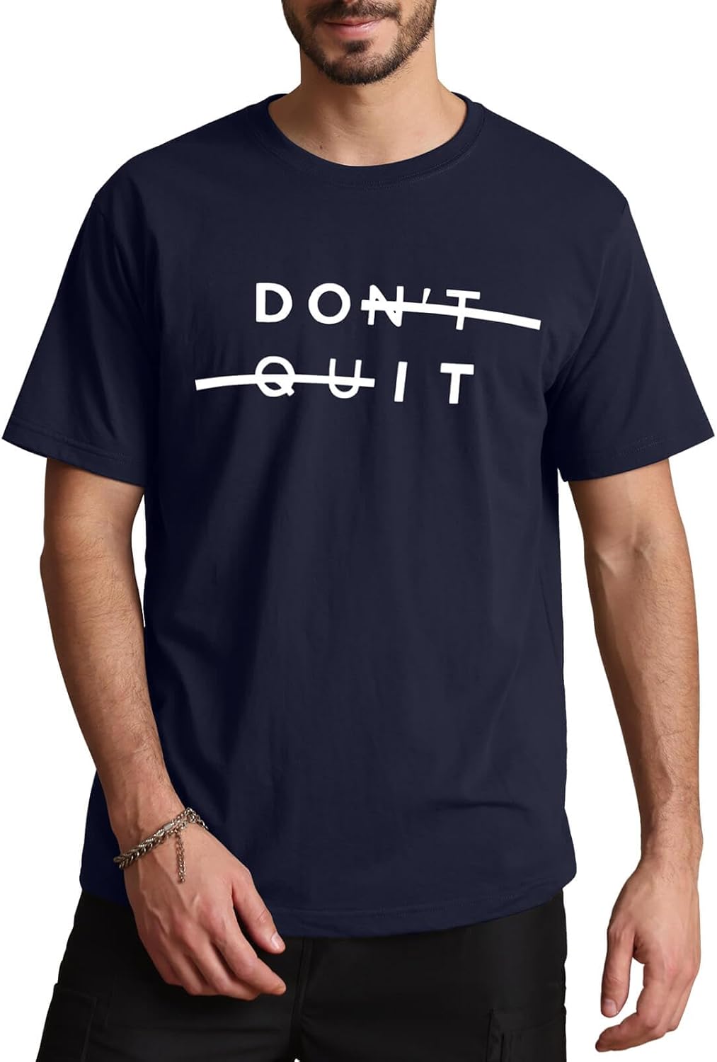 Men's Graphic Tees Short Sleeve Don't Quit Letter Print Top Crewneck Casual Regular T-Shirt for Men