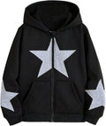 Girl's Y2k Zip Up Hoodies Star Graphic Hooded Sweatshirt Casual Jackets Streetwear