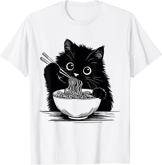Retro Cats Japanese Food Lovers Men Women Kids Tee