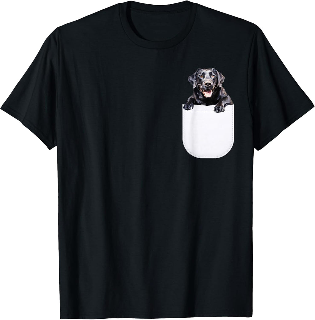 Black Labrador Dog in Pocket, Black Lab Dog Owners Lover T-Shirt