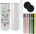 Way 2 Create Your Own Personalized Gifts, (2) White 20 oz Insulated Tumbler Mugs with Lids, (1) Set of 7 Acrylic Paint Pens