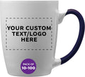 DISCOUNT PROMOS Custom Java Two-Tone Coffee Mugs 12 oz Set of 10/50/100 Personalized Bulk Pack for Coffee Tea Espresso Hot Cocoa Other Beverages - Cobalt Blue