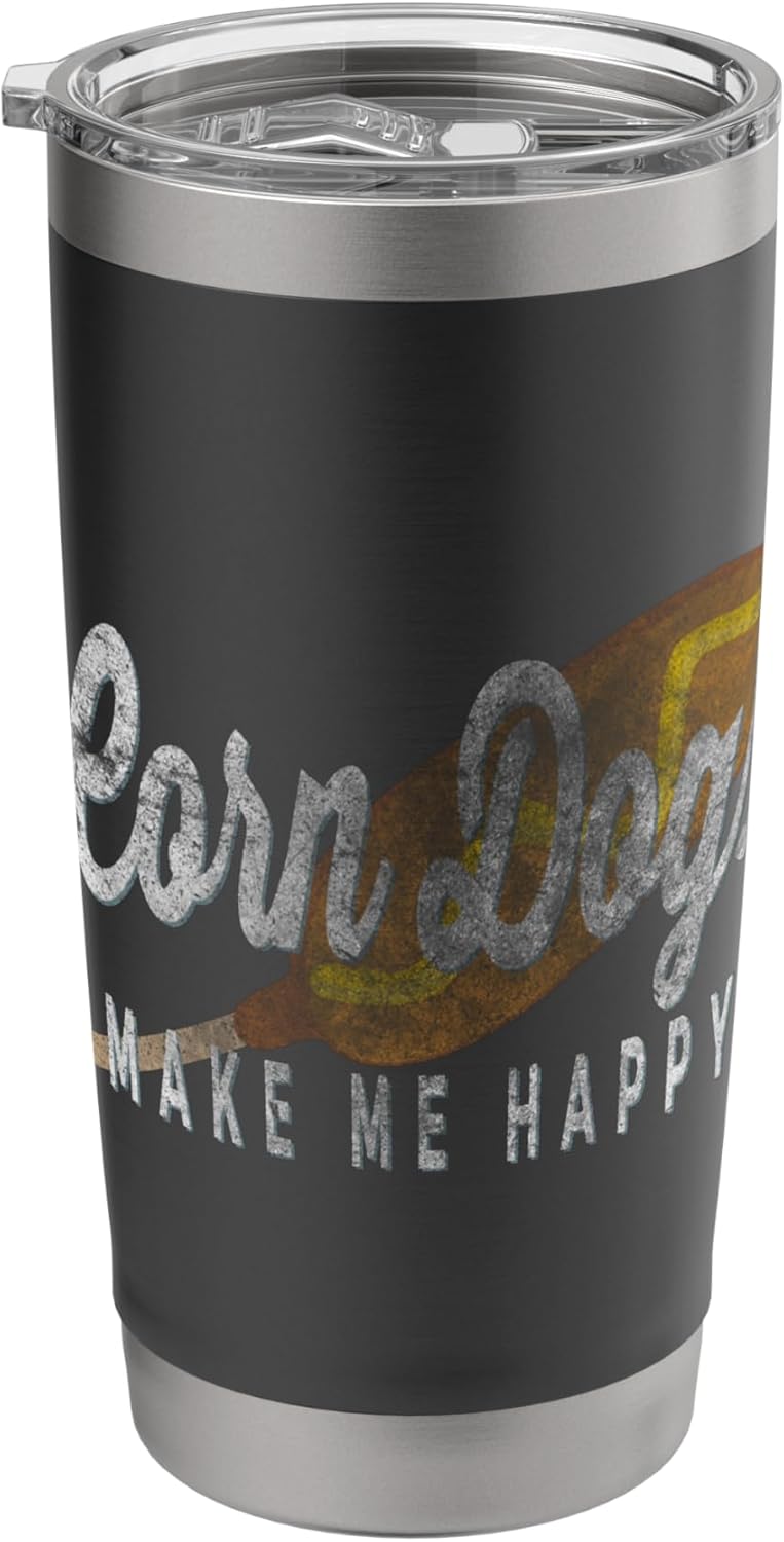 Corn Dogs Make Me Happy Vintage Corndog Love Funny T-Shirt Stainless Steel Insulated Tumbler