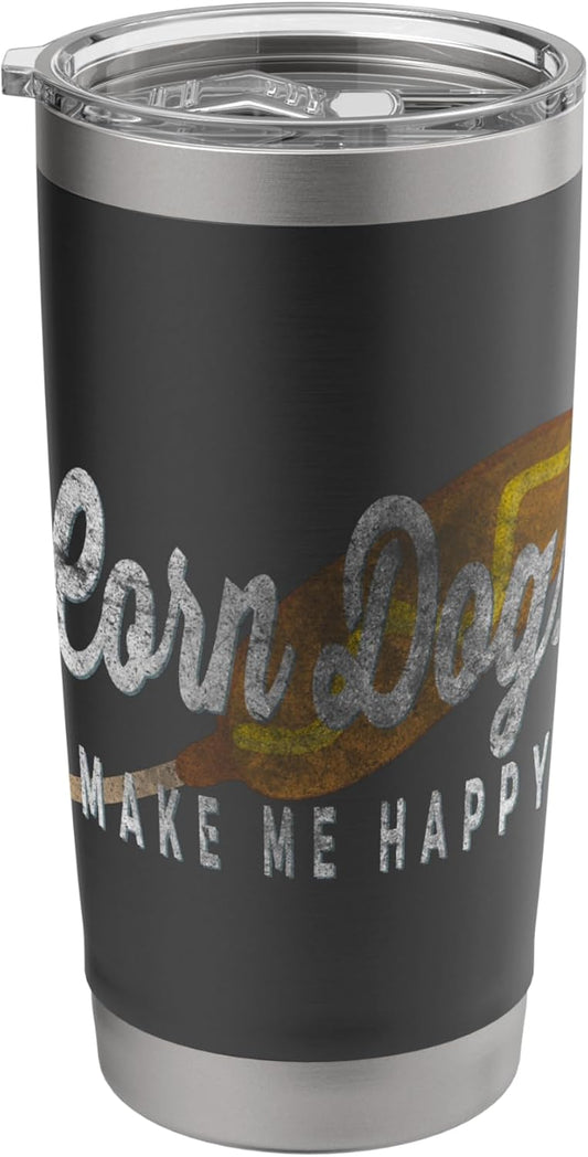 Corn Dogs Make Me Happy Vintage Corndog Love Funny T-Shirt Stainless Steel Insulated Tumbler