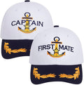 2 Pcs Captain Hat and First Mate Hat Set Matching Skipper Boating Baseball Caps Nautical Marine Sailor Embroidered Cap