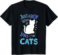 Kids Cat Just A Boy Who Loves Cats for Cat Lovers T-Shirt