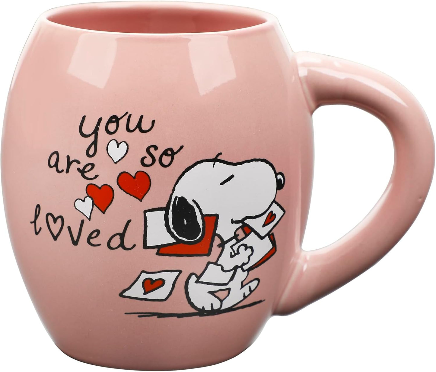 Bioworld Peanuts You Are So Loved 18 Oz Pink Oval Ceramic Mug