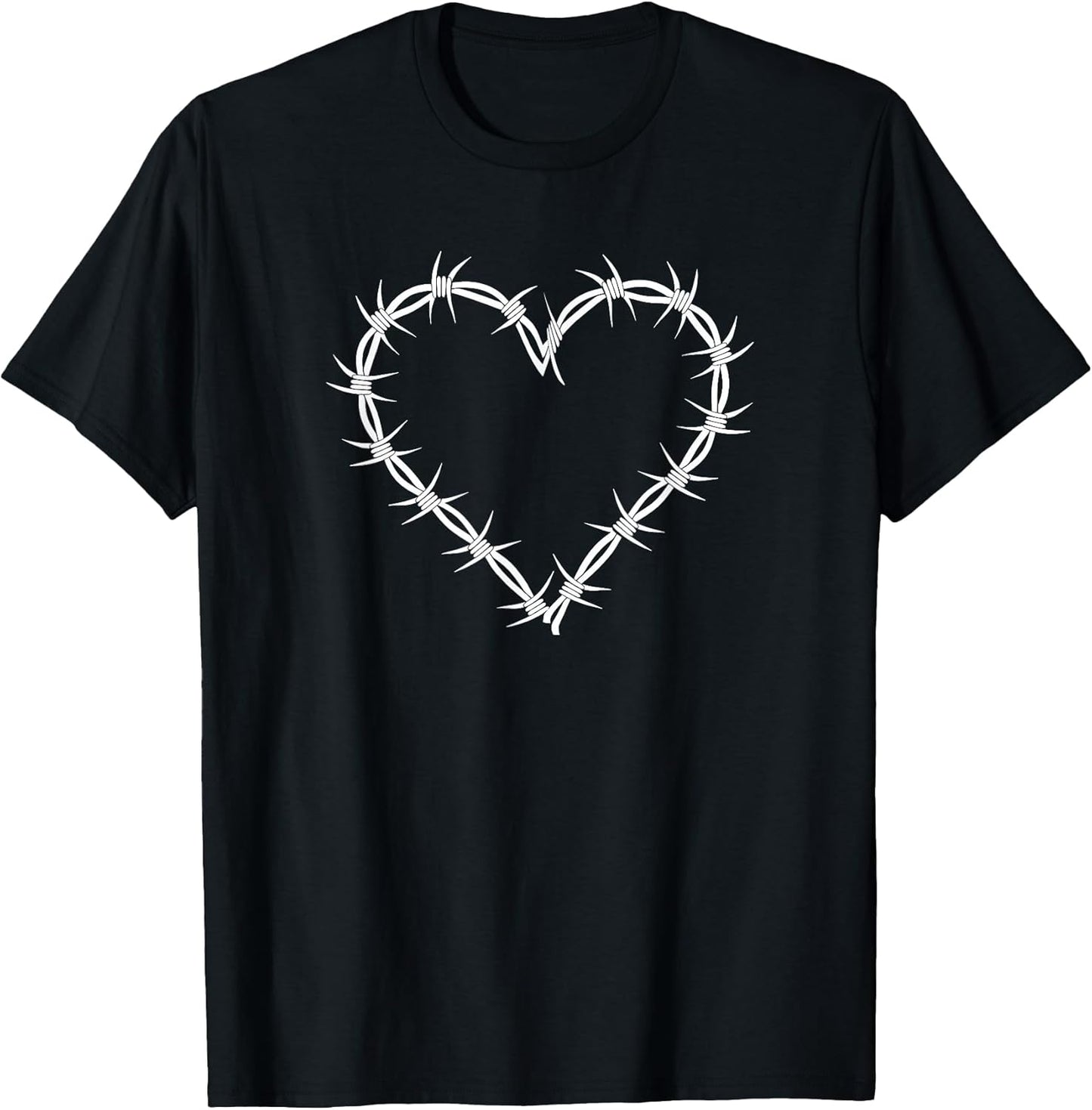 Barbed Wire Heart Grunge Punk Goth Gothic Egirl Aesthetic T-Shirt Small
