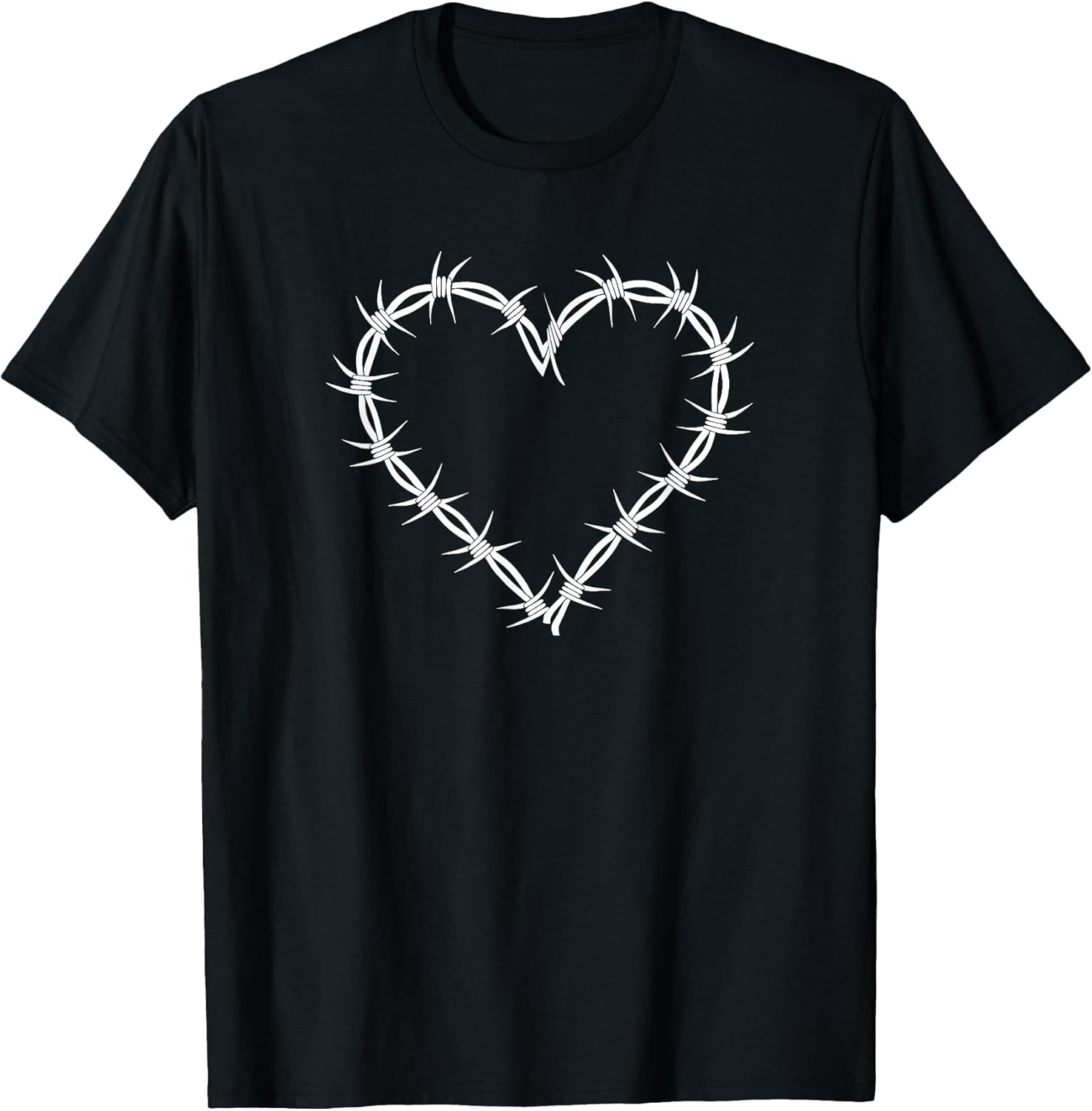 Barbed Wire Heart Grunge Punk Goth Gothic Egirl Aesthetic T-Shirt Small