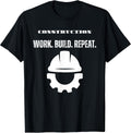 Construction Work Build Repeat Blue Collar Design T-Shirt
