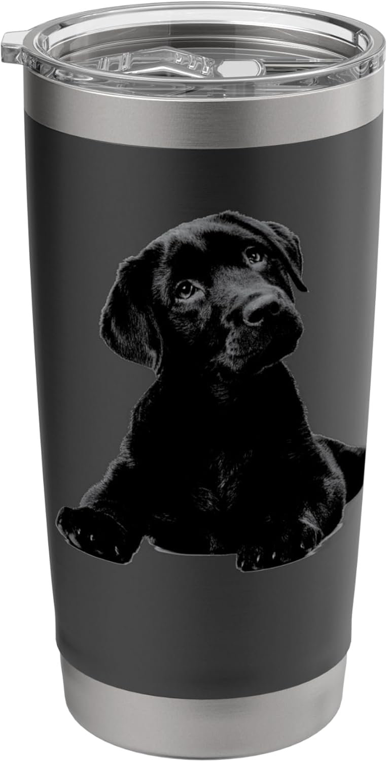 Black Lab Puppy Dog Shirt Graphic Tees Men - Dog Mom Shirt Stainless Steel Insulated Tumbler